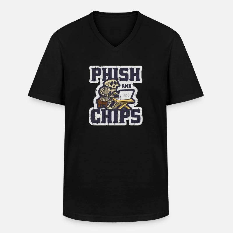 Phish und Chips - Entschlüsselung - Männer-T-Shirt mit V-Ausschnitt - Schwarz