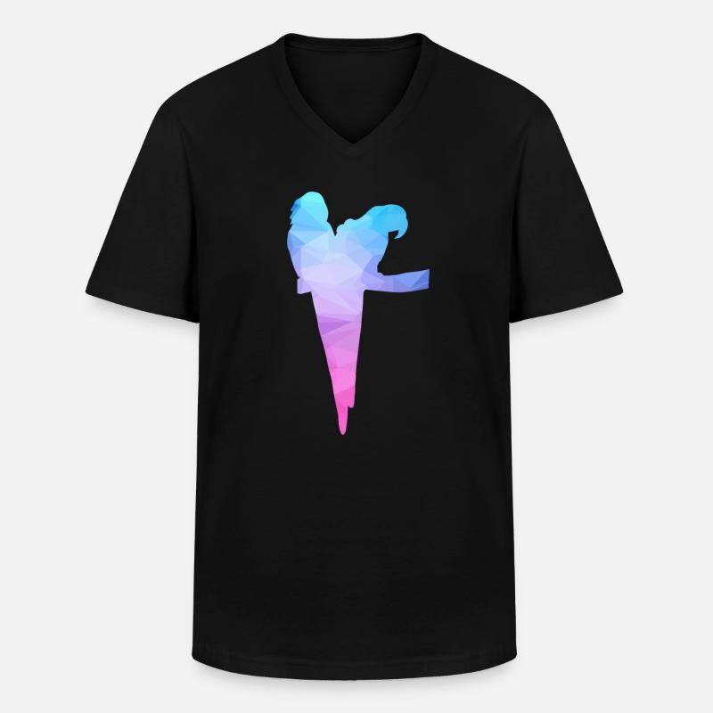 Polygone de couple de perroquets - T-shirt col V Homme - noir