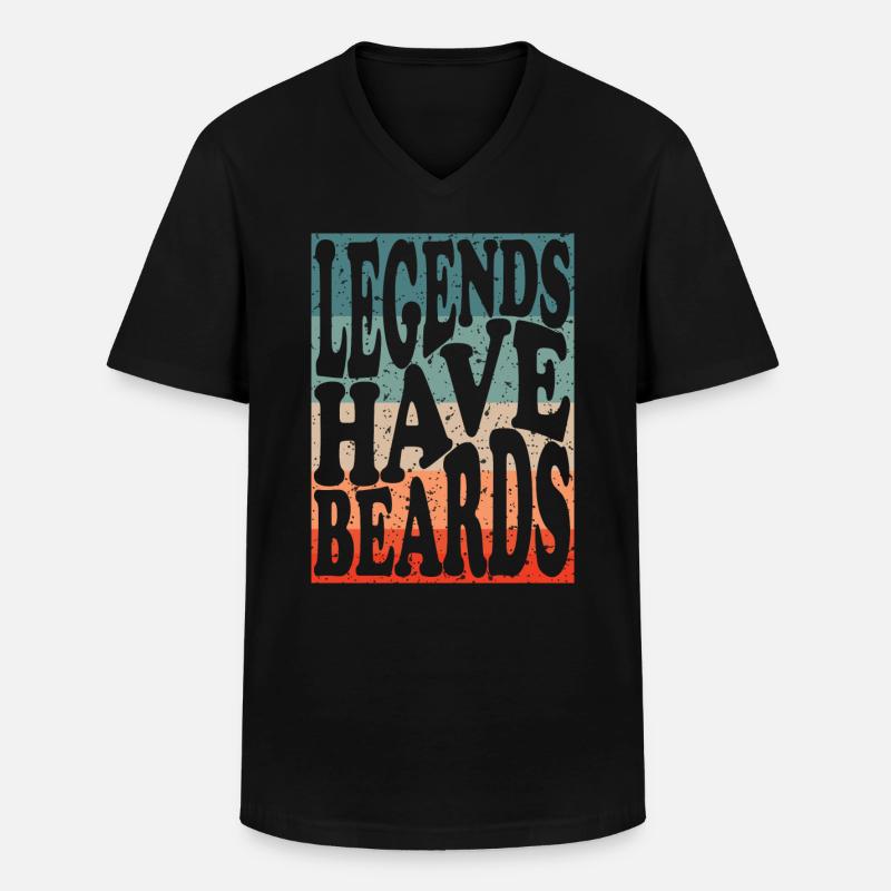 Legenden tragen Bart - Männer-T-Shirt mit V-Ausschnitt - Schwarz