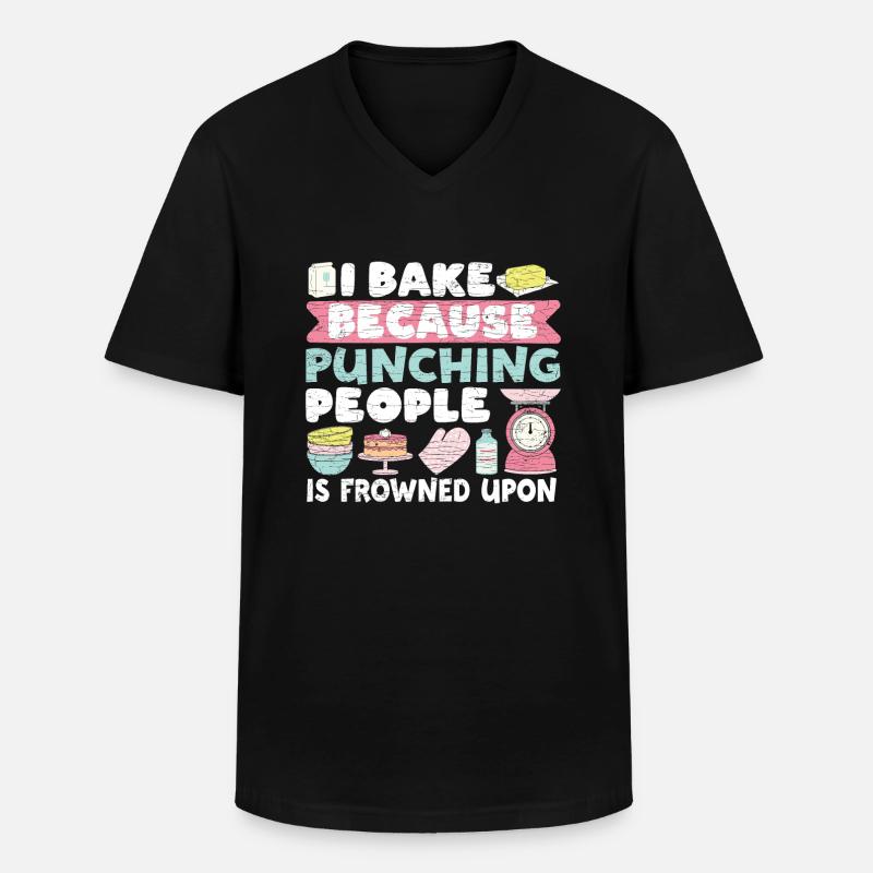 Backen Bäcker - Männer-T-Shirt mit V-Ausschnitt - Schwarz