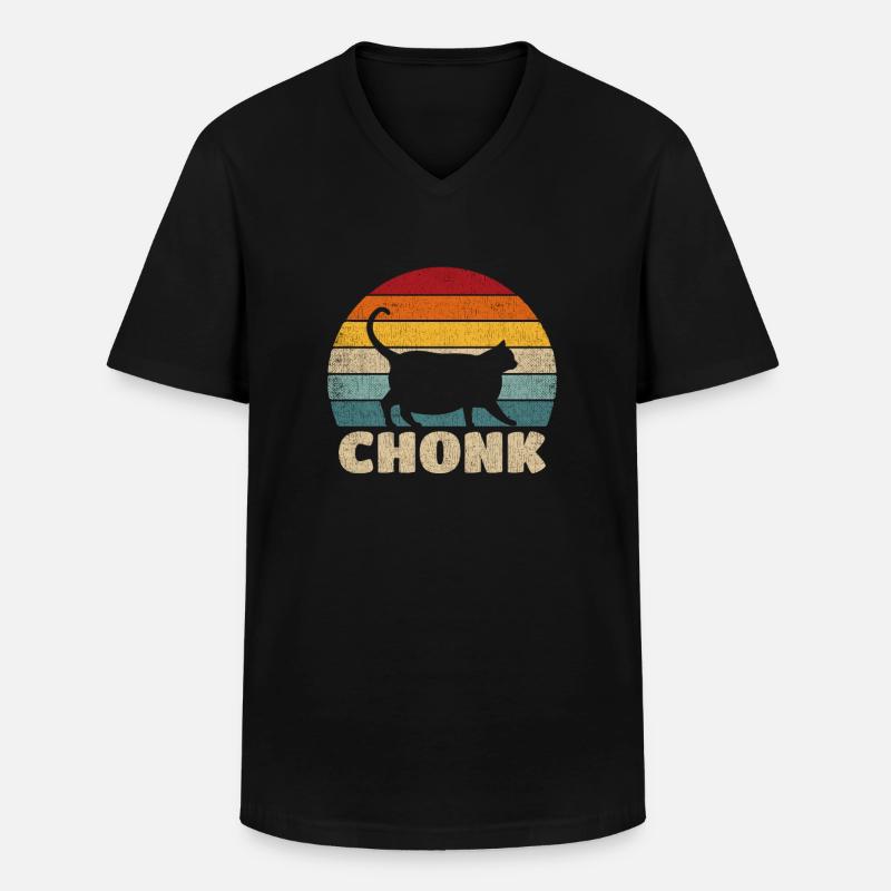 Funny Cat - Männer-T-Shirt mit V-Ausschnitt - Schwarz