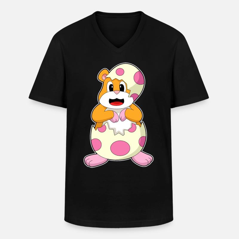 Hamster eggshell egg - Men's V-Neck T-Shirt - black