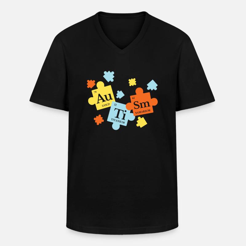 Periodensystem Elemente Puzzle Autismus Bewusstsein - Männer-T-Shirt mit V-Ausschnitt - Schwarz