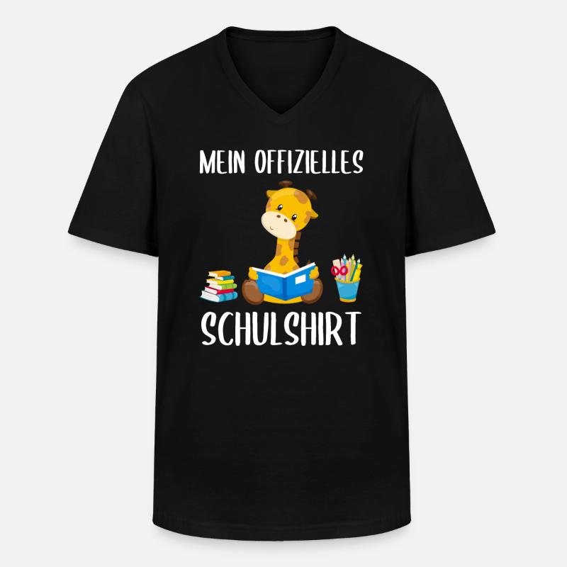 Giraffe Schulshirt Schulbeginn Schule Geschenk - Männer-T-Shirt mit V-Ausschnitt - Schwarz