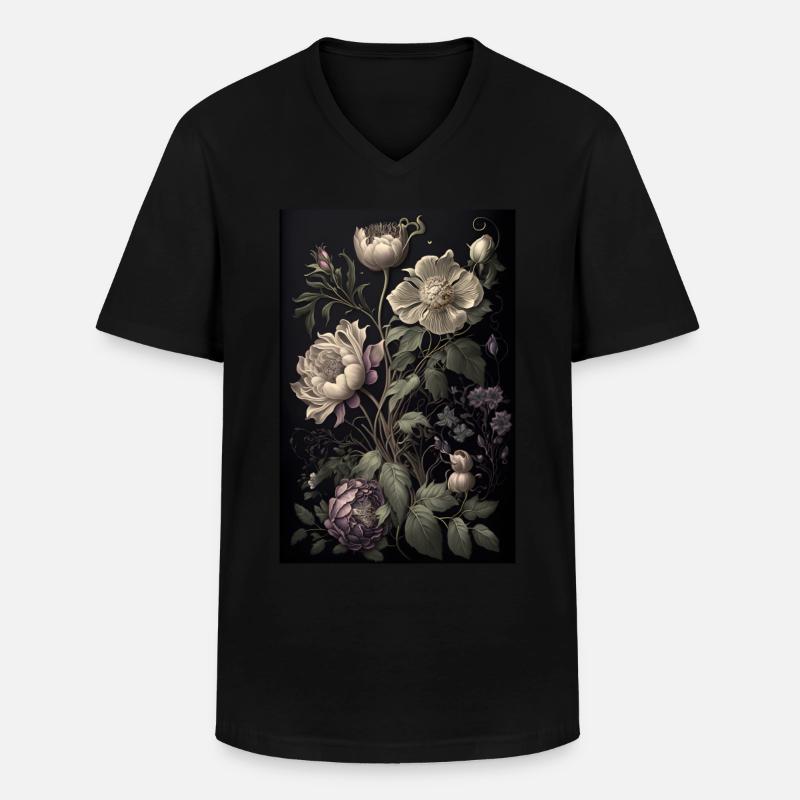 Blumen Gemälde Geschenk - Männer-T-Shirt mit V-Ausschnitt - Schwarz