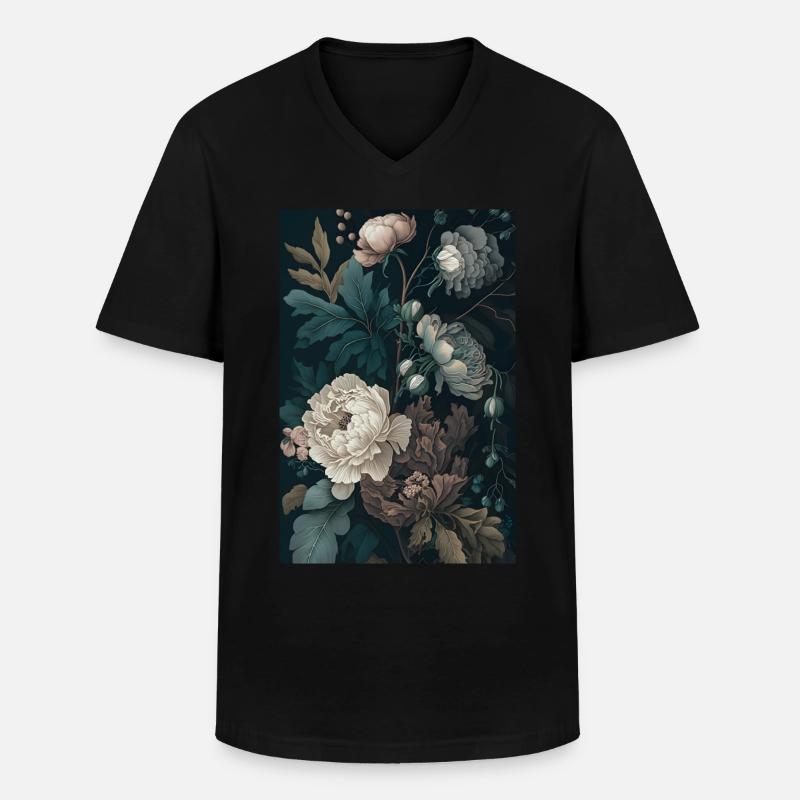 Blumen Gemälde 1 - Männer-T-Shirt mit V-Ausschnitt - Schwarz