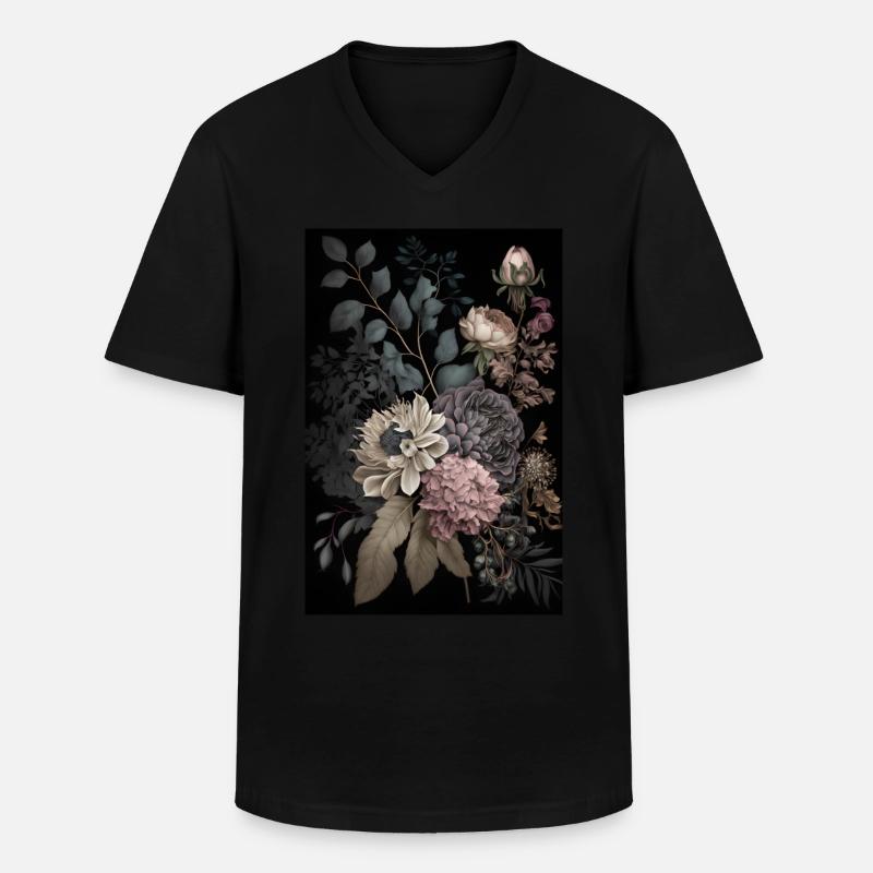 Blumen Gemälde 3 - Männer-T-Shirt mit V-Ausschnitt - Schwarz