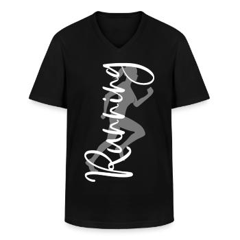 Running Sport Frau Läuferin Rennen Laufen Joggen - Männer-T-Shirt mit V-Ausschnitt - Schwarz - Vorne - AI Model Male 178 dark (178cm)