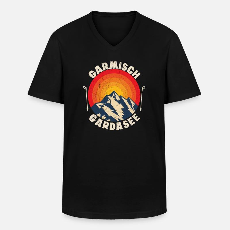 Alpenüberquerung Garmisch Gardasee - Männer-T-Shirt mit V-Ausschnitt - Schwarz