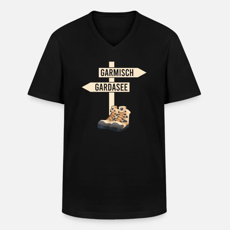 Alpenüberquerung Garmisch Gardasee - Männer-T-Shirt mit V-Ausschnitt - Schwarz