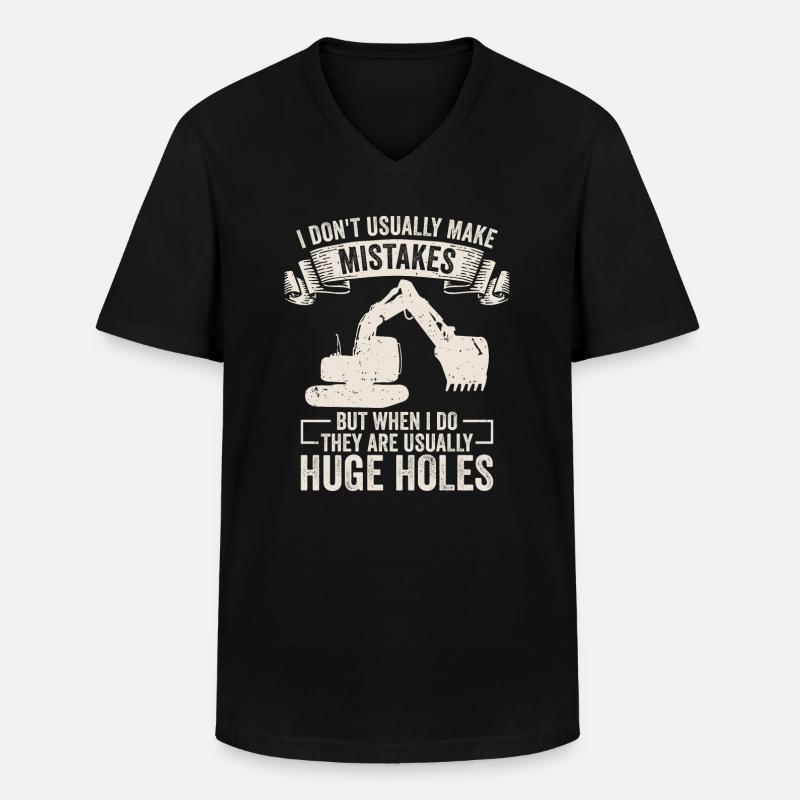 Retro Bagger Spruch Baggerfahrer Baustelle - Männer-T-Shirt mit V-Ausschnitt - Schwarz