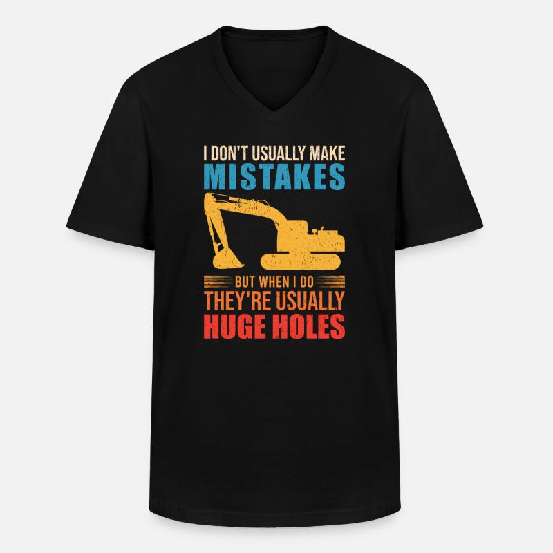 Retro Bagger Spruch Baggerfahrer Baustelle - Männer-T-Shirt mit V-Ausschnitt - Schwarz