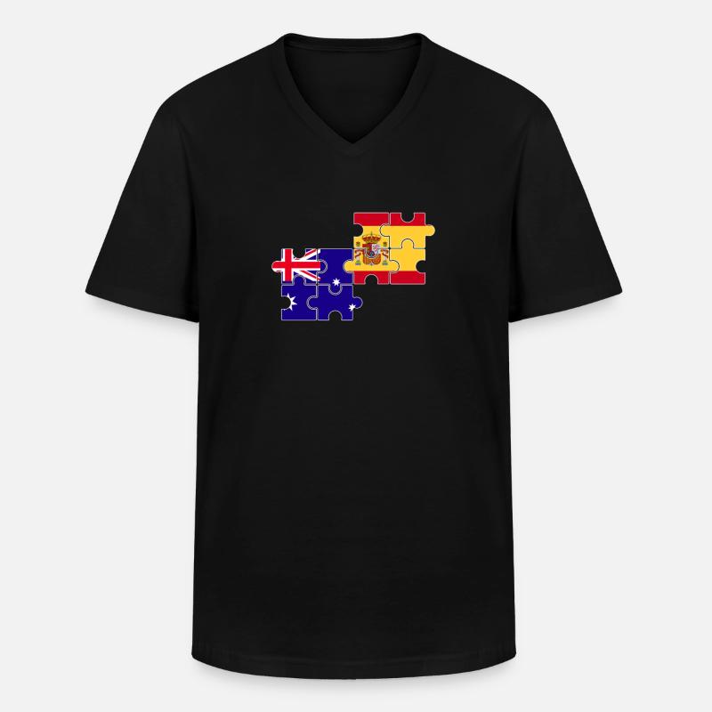 Australien Spanien Flagge Australier - Männer-T-Shirt mit V-Ausschnitt - Schwarz