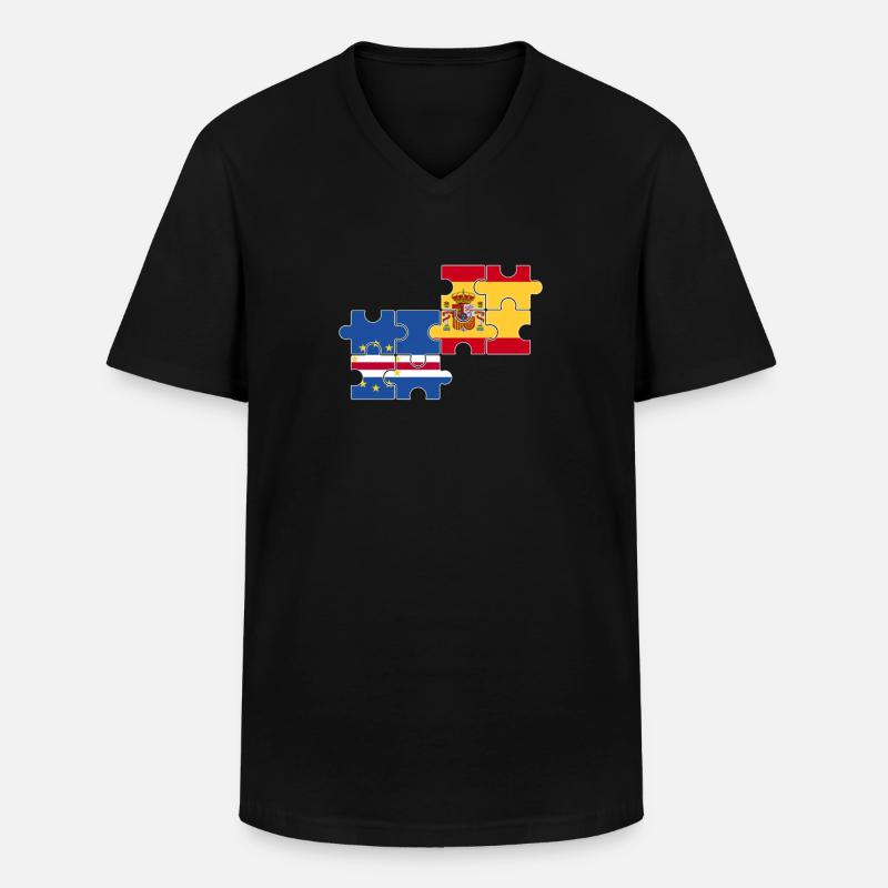 Cap-Vert Espagne Drapeau Espagne Cap-Vert - T-shirt col V Homme - noir