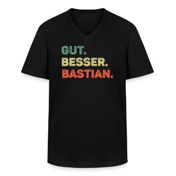 Bastian Spruch Vorname Name Gut Besser Bastian - Männer-T-Shirt mit V-Ausschnitt - Schwarz - Vorne - AI Model Male 178 dark (178cm)