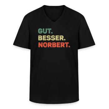 Norbert Spruch Vorname Name Gut Besser Norbert - Männer-T-Shirt mit V-Ausschnitt - Schwarz - Vorne - AI Model Male 178 dark (178cm)