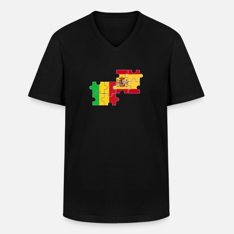 Mali Spanien Flagge Spanisch Malier - Männer-T-Shirt mit V-Ausschnitt - Schwarz