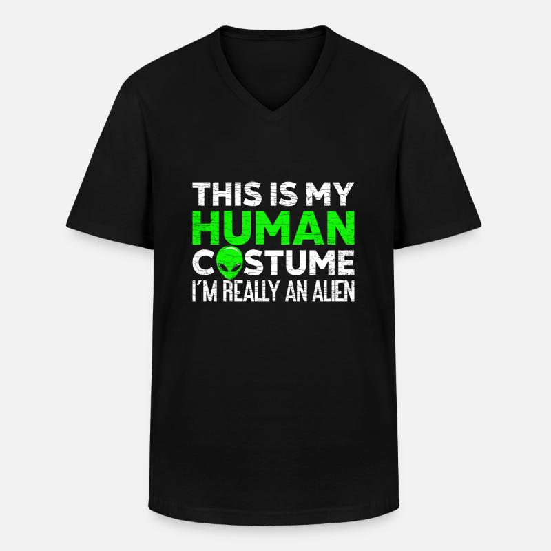Alien Außerirdischer Spruch - Männer-T-Shirt mit V-Ausschnitt - Schwarz