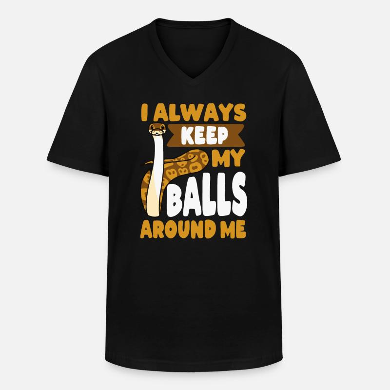 Ball Python Schlange Reptil Königspython - Männer-T-Shirt mit V-Ausschnitt - Schwarz