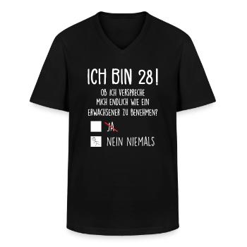 Ich Bin 28! - 28. Geburtstag 28 - Männer-T-Shirt mit V-Ausschnitt - Schwarz - Vorne - AI Model Male 178 dark (178cm)