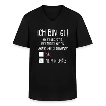 Ich Bin 61! - 61. Geburtstag 61 - Männer-T-Shirt mit V-Ausschnitt - Schwarz - Vorne - AI Model Male 178 dark (178cm)