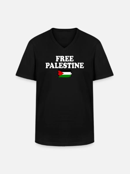 Free palestine - Klassisk herre T-shirt med V-udskæring - sort