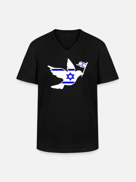 Israel - T-shirt col V Homme - noir
