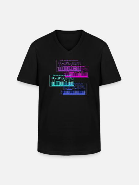 Synthétiseur Collection Conception de musique - T-shirt col V Homme - noir