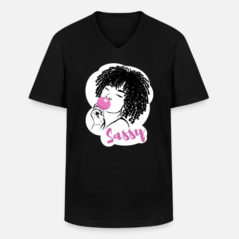 Sassy Chic mit Afro Charme - Männer-T-Shirt mit V-Ausschnitt - Schwarz