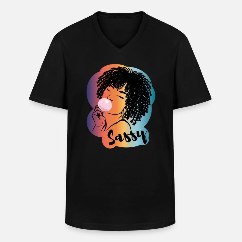 Sassy Chic mit Afro Charme - Männer-T-Shirt mit V-Ausschnitt - Schwarz