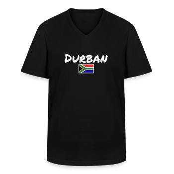 Drapeau de Durban, Afrique du Sud, Afrique du Sud - T-shirt col V Homme - noir - Devant - AI Model Male 178 dark (178cm)