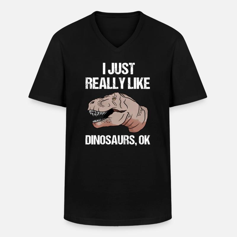 Einfach Dino-Liebe Geschenk - Männer-T-Shirt mit V-Ausschnitt - Schwarz