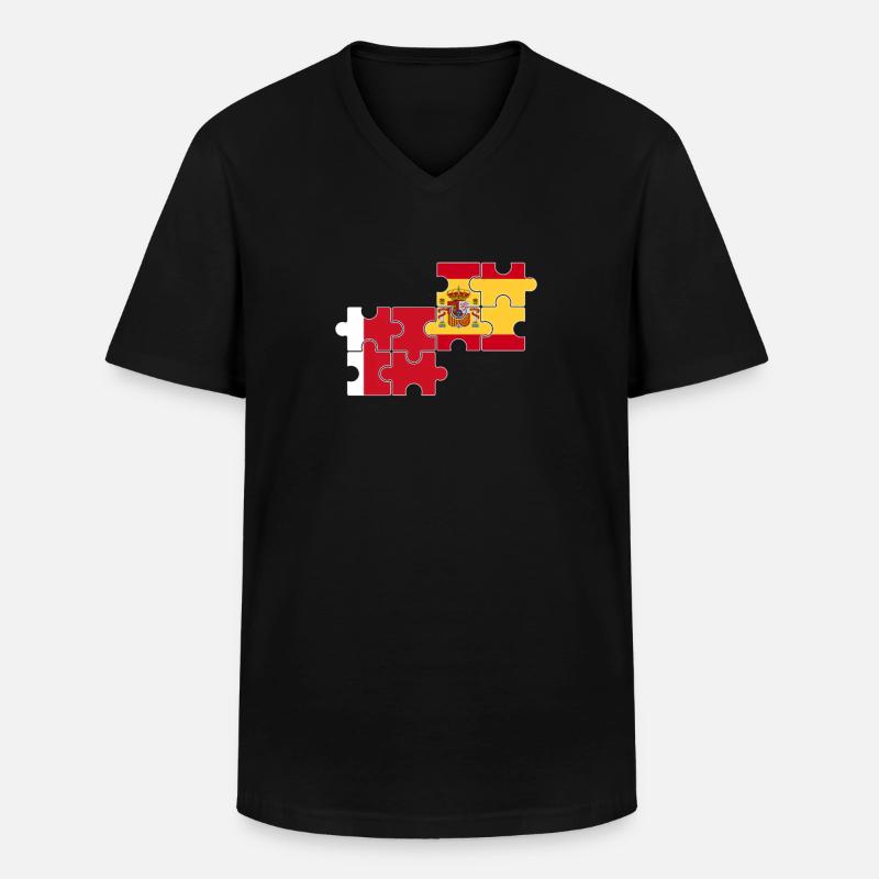 Dubai Spanien Flagge Spanisch Dubaier - Männer-T-Shirt mit V-Ausschnitt - Schwarz