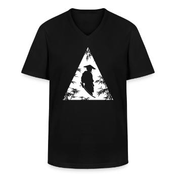 Mysteriöser Schatten Krieger Kunst - Männer-T-Shirt mit V-Ausschnitt - Schwarz - Vorne - AI Model Male 178 dark (178cm)