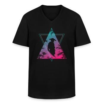 Neon Samurai Moderner Krieger Geist - Männer-T-Shirt mit V-Ausschnitt - Schwarz - Vorne - AI Model Male 178 dark (178cm)