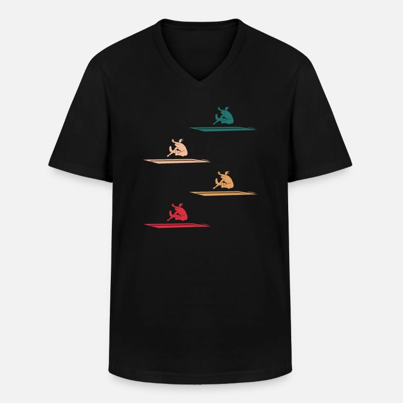 Farbenfrohe Weitsprung-Kunst - Männer-T-Shirt mit V-Ausschnitt - Schwarz