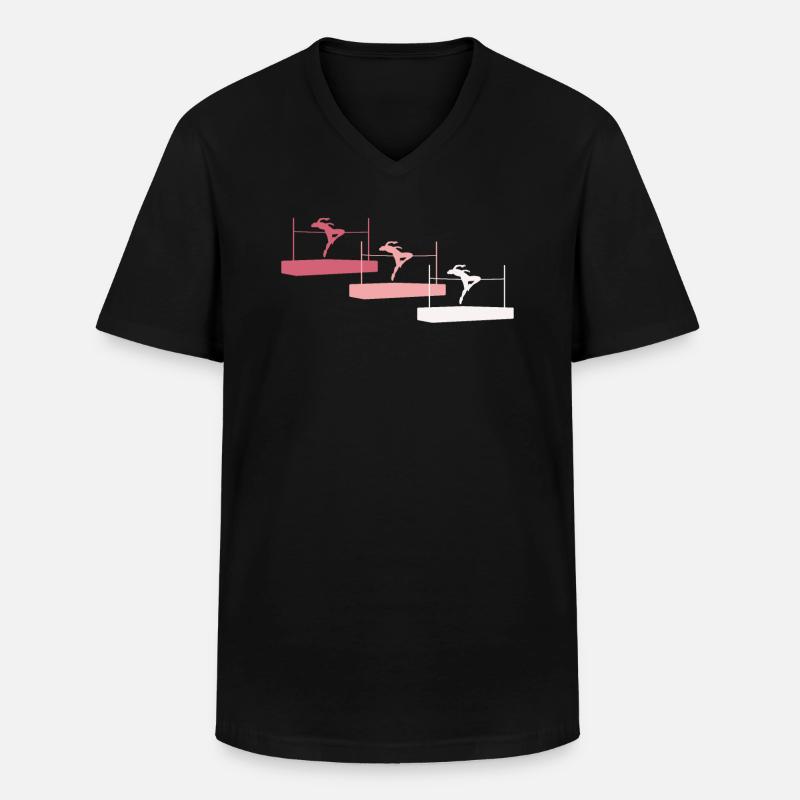 Farbenfrohe Hochsprung Figuren - Männer-T-Shirt mit V-Ausschnitt - Schwarz