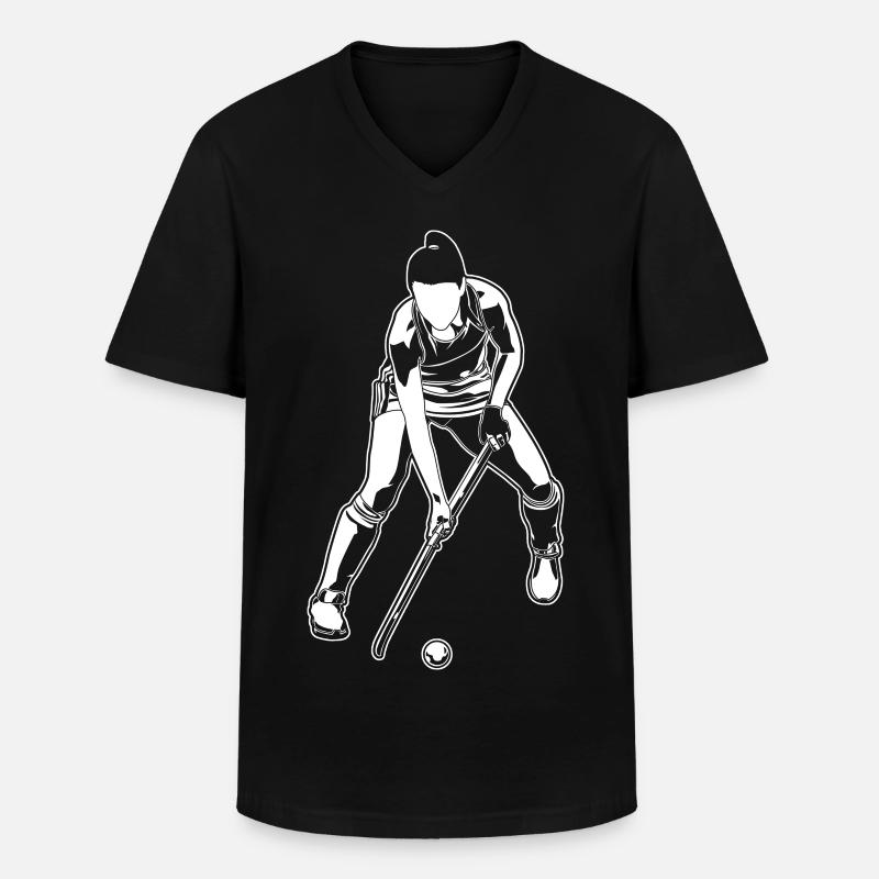 Feldhockey Mädchen - Männer-T-Shirt mit V-Ausschnitt - Schwarz