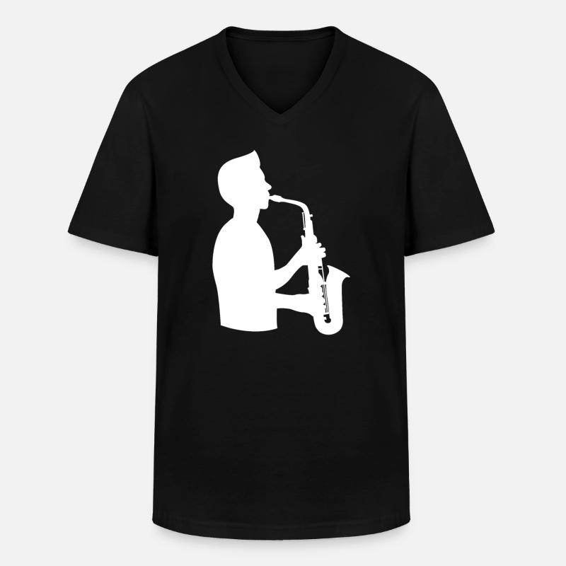 Saxophon Virtuose Leidenschaft - Männer-T-Shirt mit V-Ausschnitt - Schwarz
