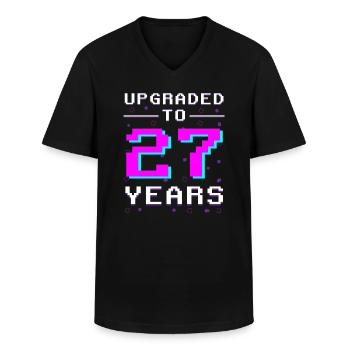 Gamer Jubiläum 27 Jahre Pixelstil - Männer-T-Shirt mit V-Ausschnitt - Schwarz - Vorne - AI Model Male 178 dark (178cm)