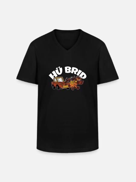 Sjov tegneserie Hest Bil Motor Hest Fan Hü Brid - Klassisk herre T-shirt med V-udskæring - sort
