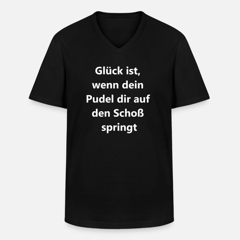 Pudelglücksbringer Geschenk - Männer-T-Shirt mit V-Ausschnitt - Schwarz