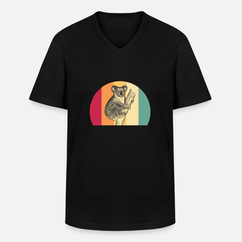 Koala Retro - Männer-T-Shirt mit V-Ausschnitt - Schwarz