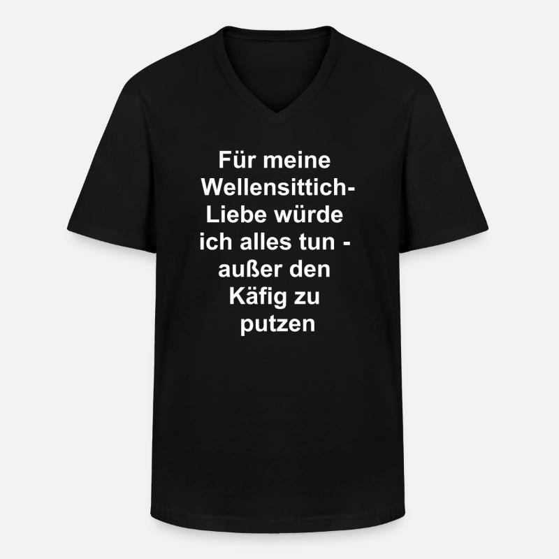 Wellensittich-Liebe Geschenk - Männer-T-Shirt mit V-Ausschnitt - Schwarz