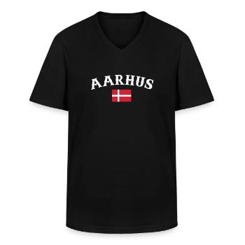 Aarhus Denmark Danish flag Proud Dane - Men's V-Neck T-Shirt - black - Front - AI Model Male 178 dark (178cm)