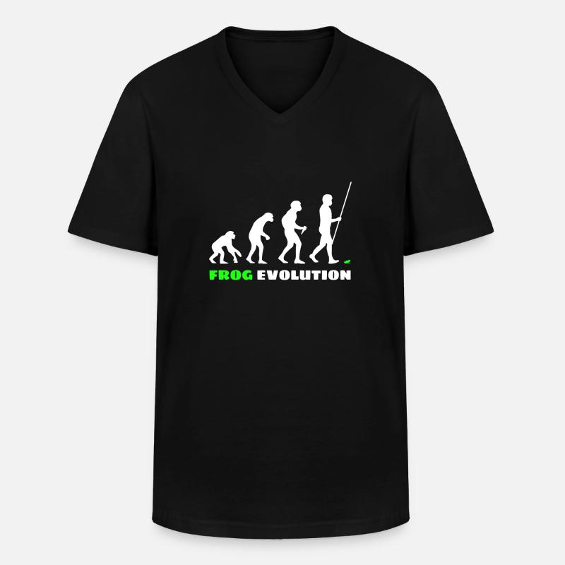 Frosch Evolution - Männer-T-Shirt mit V-Ausschnitt - Schwarz