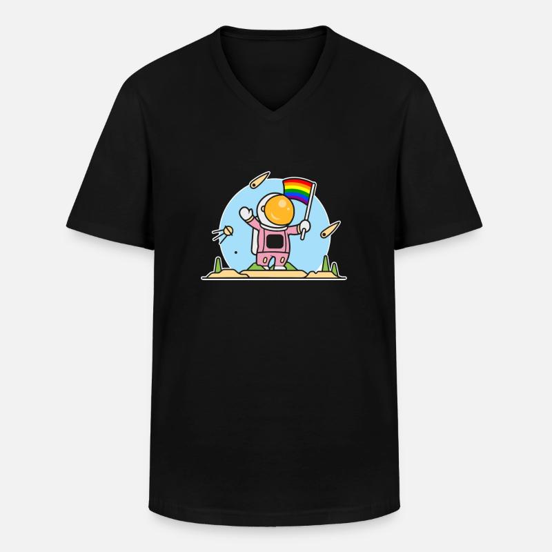 Schwuler Astronaut - Männer-T-Shirt mit V-Ausschnitt - Schwarz