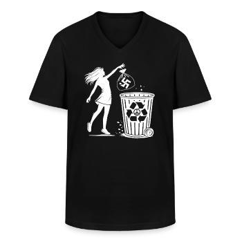 gegen nazis - Gegen Rechts - fck nzs - Männer-T-Shirt mit V-Ausschnitt - Schwarz - Vorne - AI Model Male 178 dark (178cm)