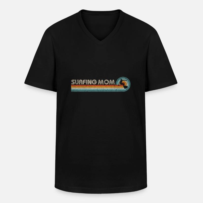 Retro Surfing Mom Surfer - Men's V-Neck T-Shirt - black