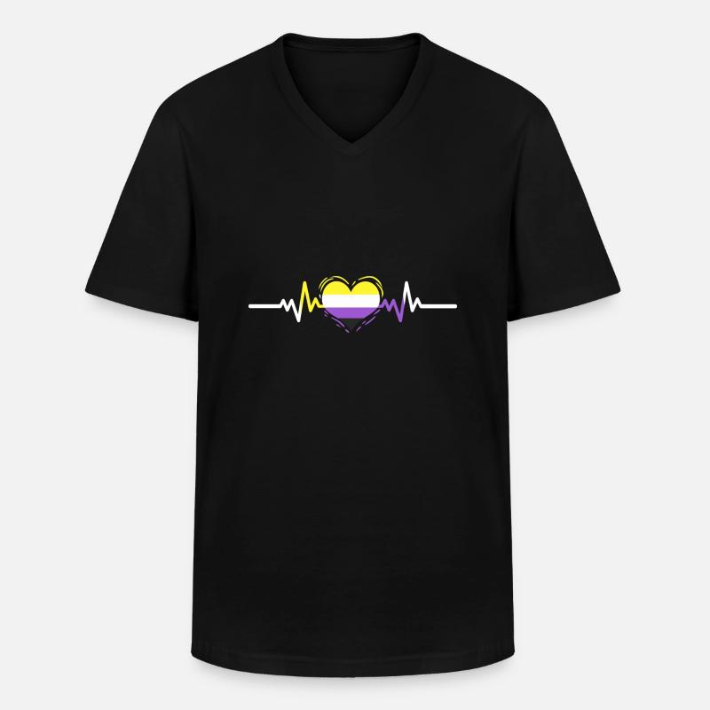 Nonbinary Pride Heartbeat Nonbinary Pride - Männer-T-Shirt mit V-Ausschnitt - Schwarz